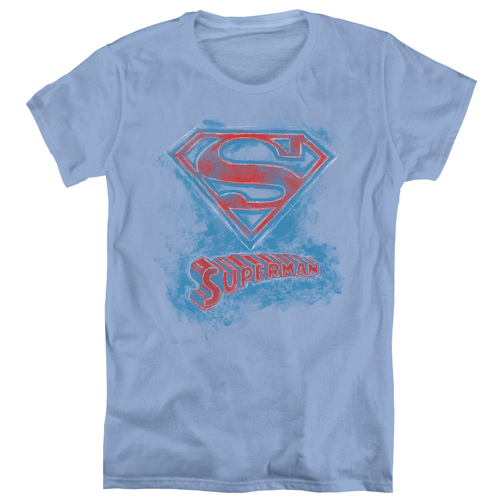 Superman - Its Sketchy - Short Sleeve Womens Tee - Carolina Blue T-shirt