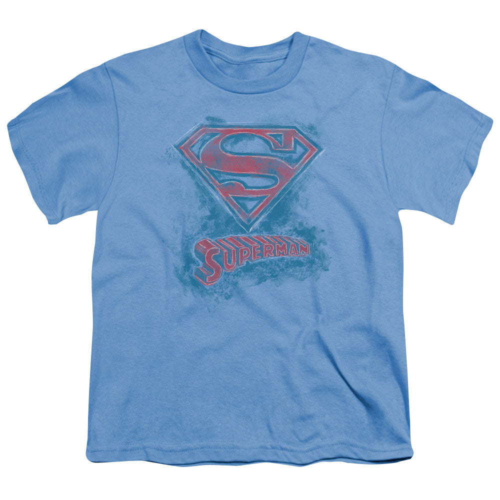 Superman - Its Sketchy - Short Sleeve Youth 18/1 - Carolina Blue T-shirt