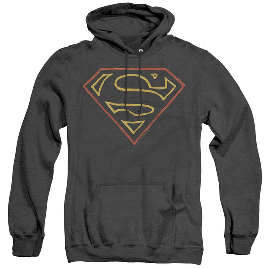Superman Colored Shield - Adult Heather Hoodie - Black