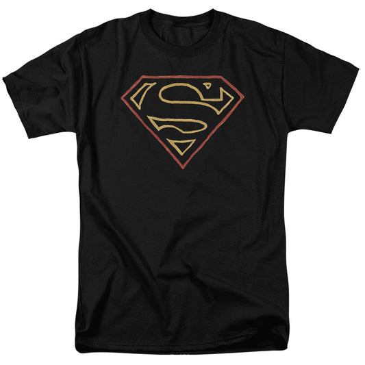 Superman - Colored Shield - Short Sleeve Adult 18/1 - Black T-shirt