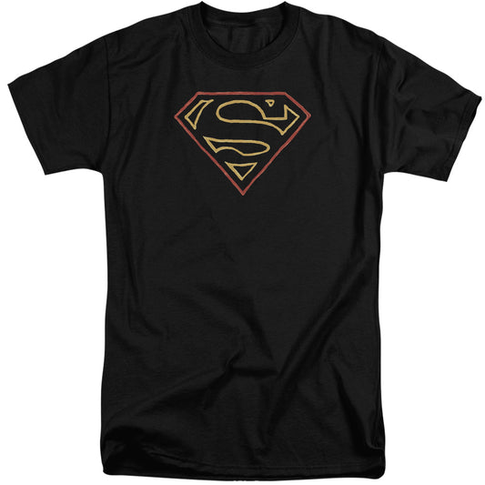 Superman - Colored Shield - Short Sleeve Adult Tall - Black T-shirt