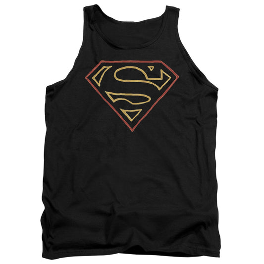 Superman - Colored Shield - Adult Tank - Black