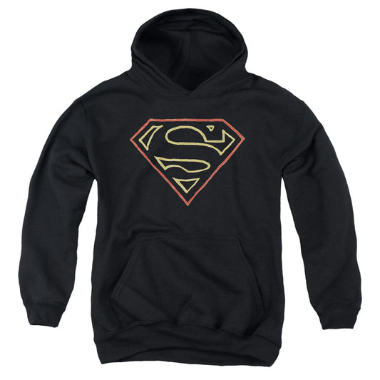 Superman - Colored Shield - Youth Pull-over Hoodie - Black