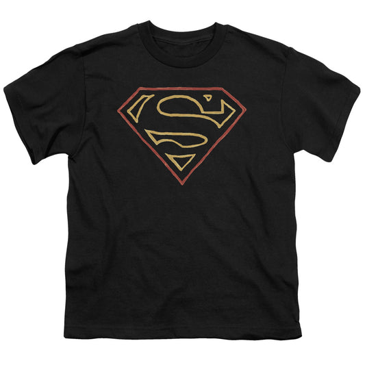 Superman - Colored Shield - Short Sleeve Youth 18/1 - Black T-shirt