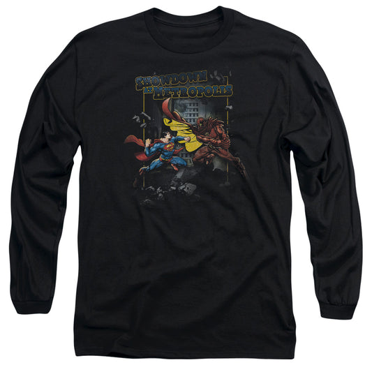Superman - Showdown - Long Sleeve Adult 18/1 - Black T-shirt