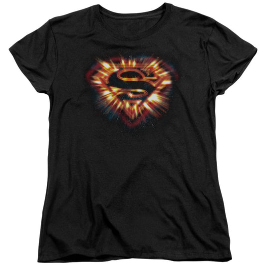 Superman - Space Burst Shield - Short Sleeve Womens Tee - Black T-shirt