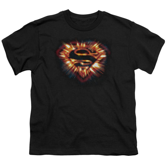 Superman - Space Burst Shield - Short Sleeve Youth 18/1 - Black T-shirt
