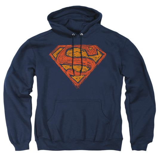 Superman - Messy S - Adult Pull-over Hoodie - Navy
