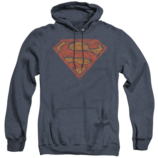 Superman - Messy S - Adult Heather Hoodie - Navy