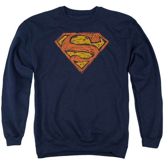 Superman - Messy S - Adult Crewneck Sweatshirt - Navy