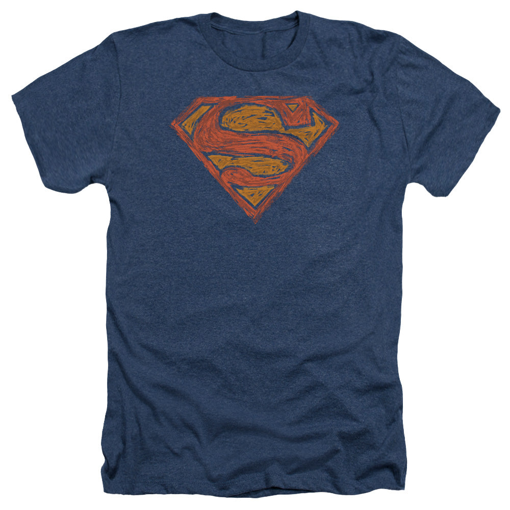 Superman - Messy S - Adult Heather - Navy