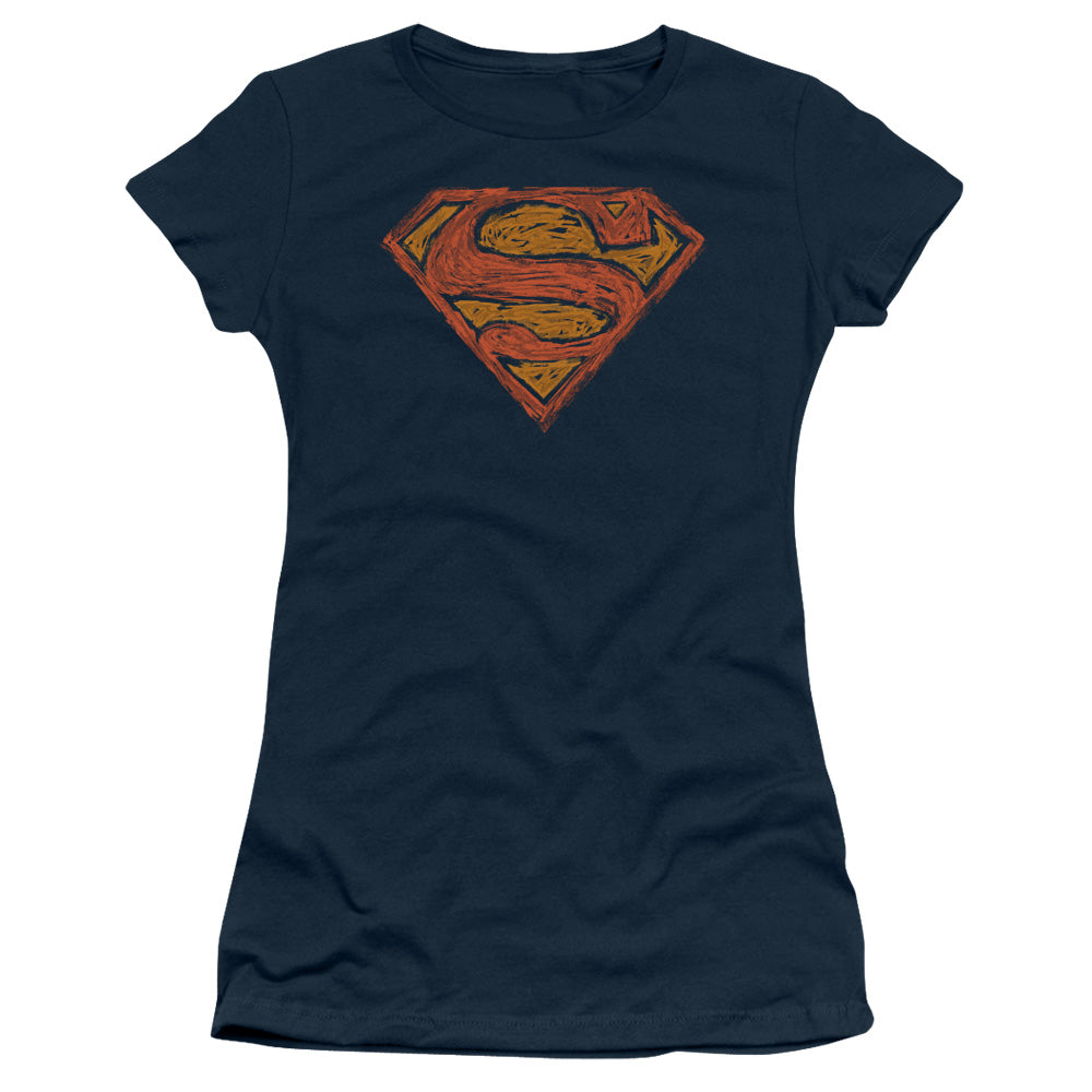 Superman - Messy S - Short Sleeve Junior Sheer - Navy T-shirt