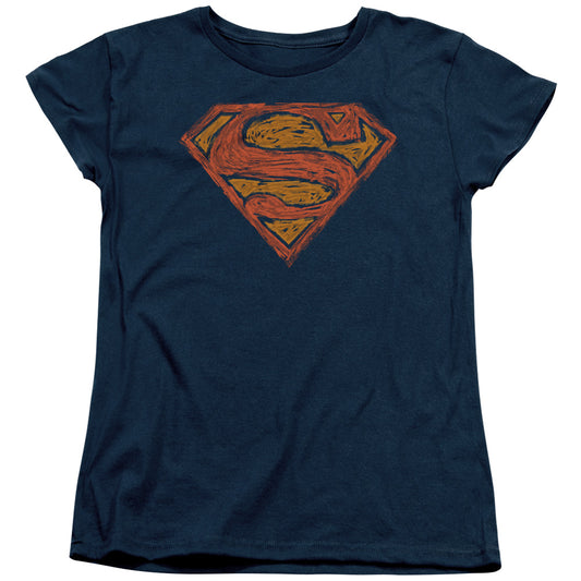 SUPERMAN MESSY S - S/S WOMENS TEE - NAVY T-Shirt
