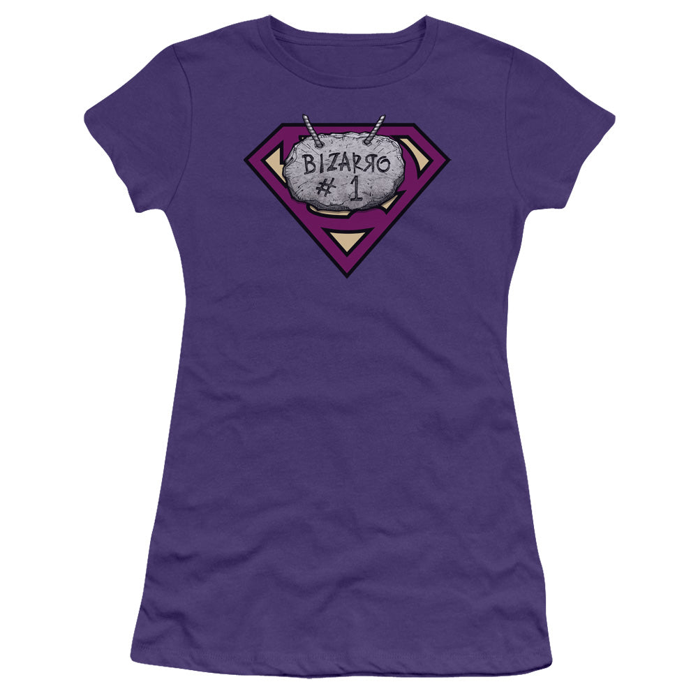 Superman - Bizzaro #1 Rock - Short Sleeve Junior Sheer - Purple T-shirt