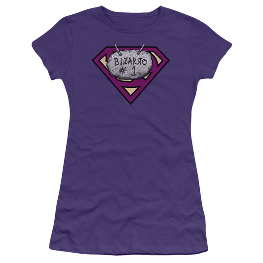 Superman - Bizzaro #1 Rock - Short Sleeve Junior Sheer - Purple T-shirt