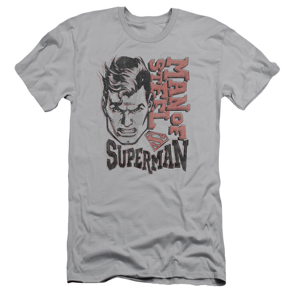 Superman - Retro Lines - Short Sleeve Adult 30/1 - Silver T-shirt