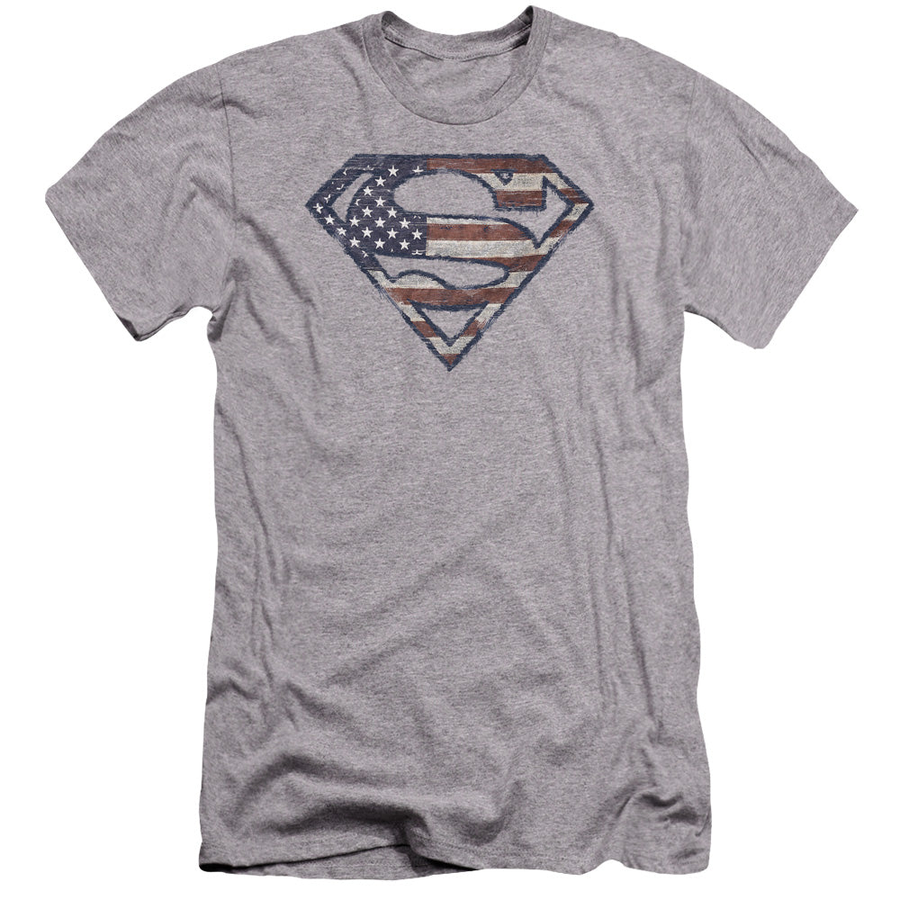 Superman - Wartorn Flag-premuim Canvas Adult Slim Fit 30/1 - Athletic Heather