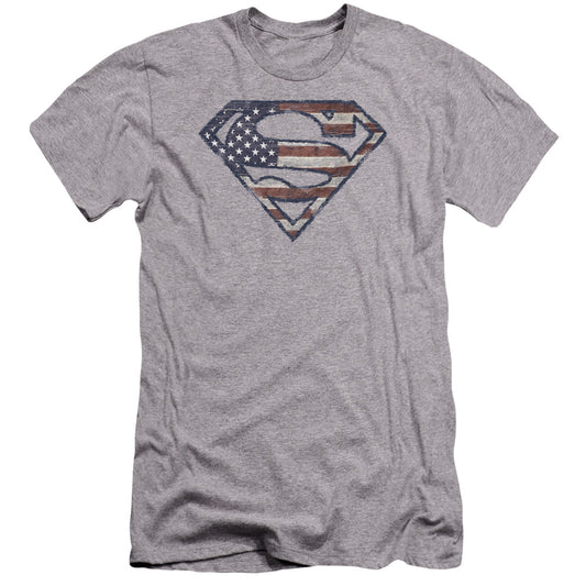 Superman - Wartorn Flag-premuim Canvas Adult Slim Fit 30/1 - Athletic Heather