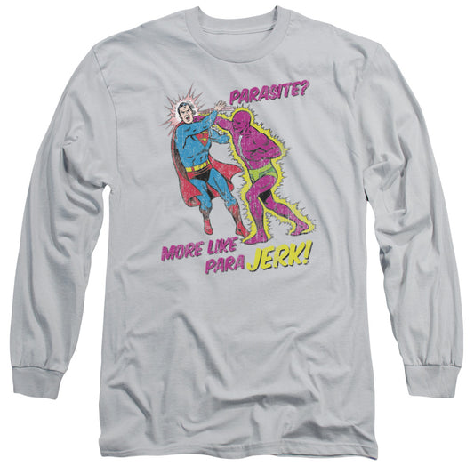 Superman - Parajerk - Long Sleeve Adult 18/1 - Silver T-shirt