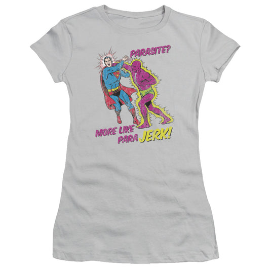 Superman - Parajerk - Short Sleeve Junior Sheer - Silver T-shirt