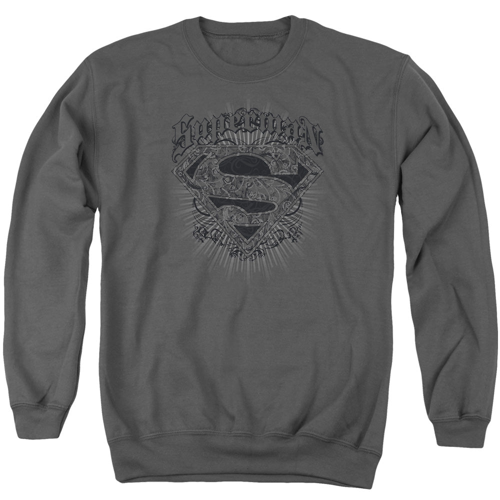 Superman - Scrolling Shield - Adult Crewneck Sweatshirt - Charcoal