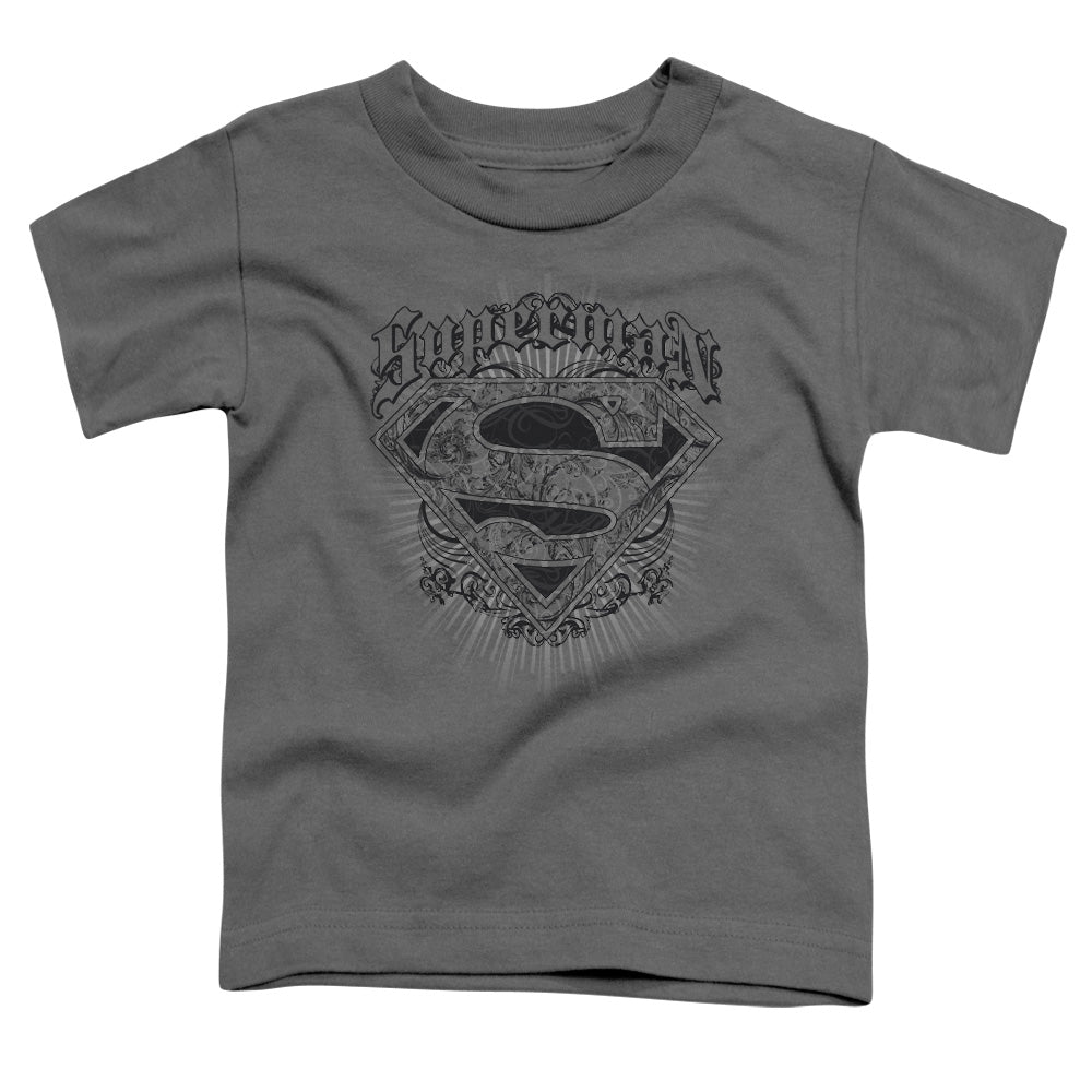 Superman - Scrolling Shield - Short Sleeve Toddler Tee - Charcoal T-shirt