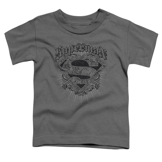 Superman - Scrolling Shield - Short Sleeve Toddler Tee - Charcoal T-shirt