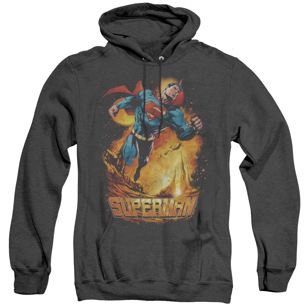 Superman - Space Case - Adult Heather Hoodie - Black