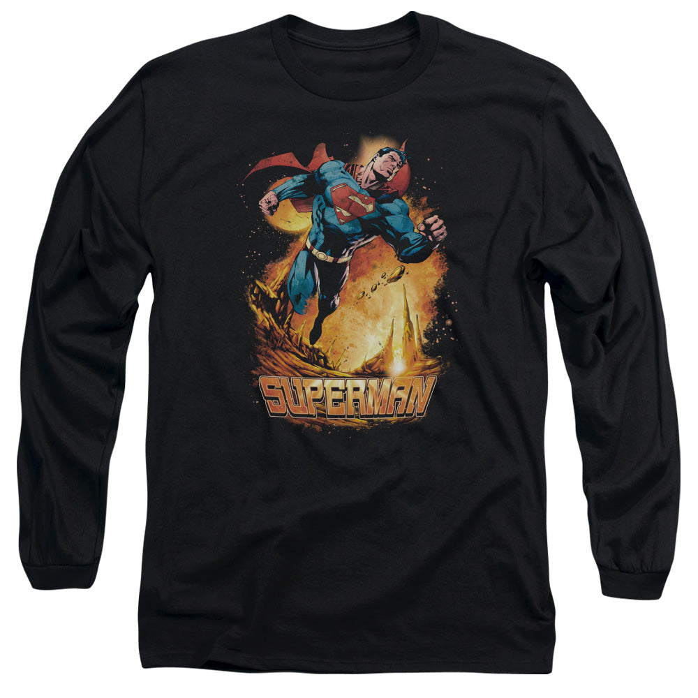 Superman - Space Case - Long Sleeve Adult 18/1 - Black T-shirt
