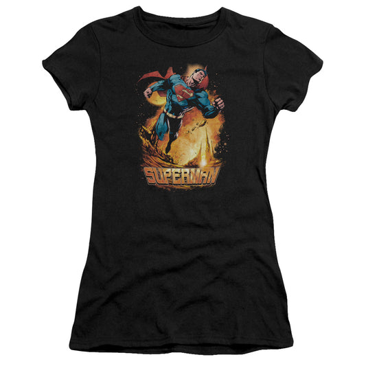 Superman - Space Case - Short Sleeve Junior Sheer - Black T-shirt