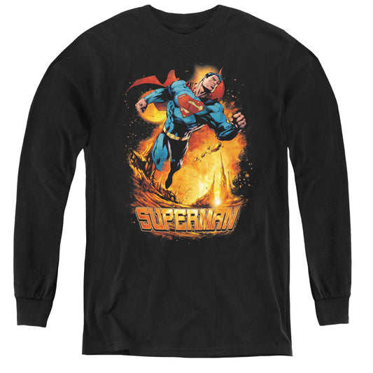 Superman - Space Case - Youth Long Sleeve Tee - Black