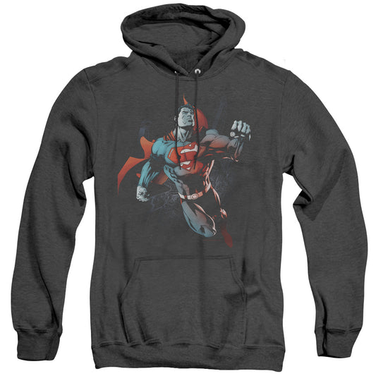 Superman - Up In The Sky - Adult Heather Hoodie - Black