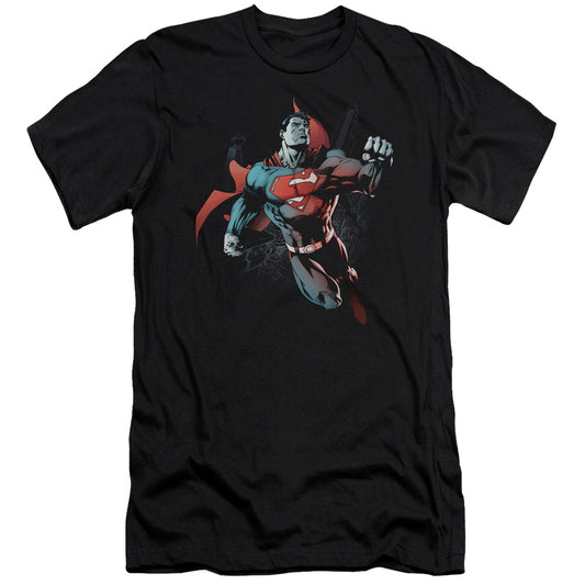 Superman - Up In The Sky - Short Sleeve Adult 30/1 - Black T-shirt