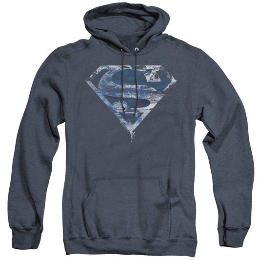 Superman - Water Shield - Adult Heather Hoodie - Navy