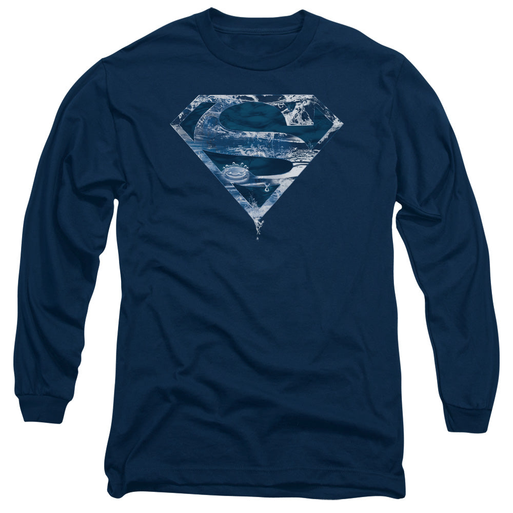 Superman - Water Shield - Long Sleeve Adult 18/1 - Navy T-shirt