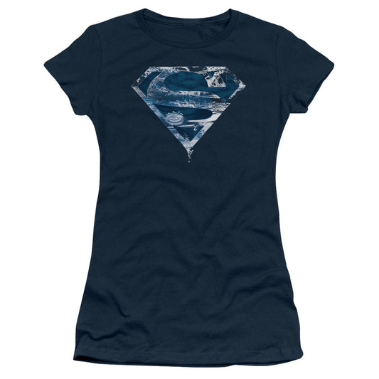 Superman - Water Shield - Short Sleeve Junior Sheer - Navy T-shirt