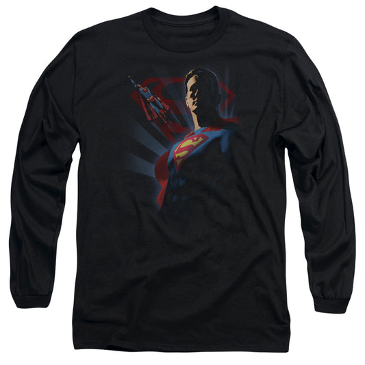 Superman - Super Deco - Long Sleeve Adult 18/1 - Black T-shirt