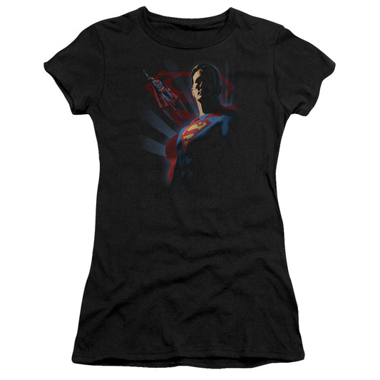 Superman - Super Deco - Short Sleeve Junior Sheer - Black T-shirt