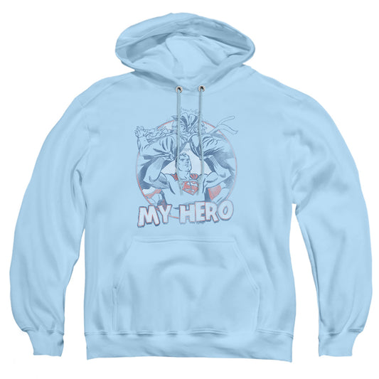 Superman - My Hero - Adult Pull-over Hoodie - Light Blue