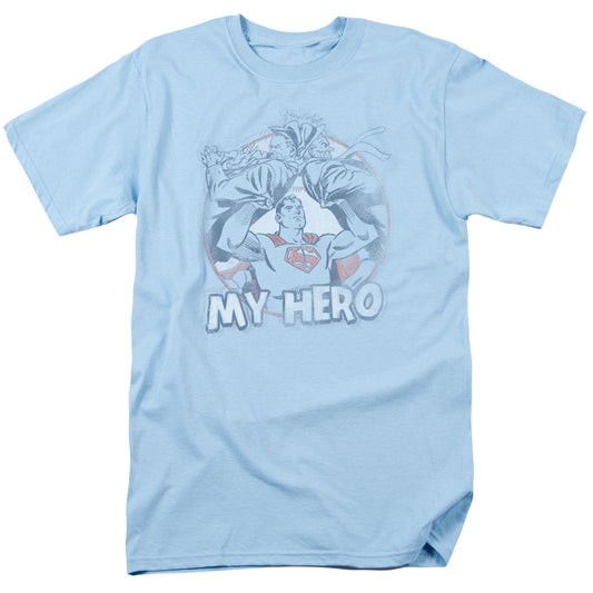 Superman - My Hero - Short Sleeve Adult 18/1 - Light Blue T-shirt
