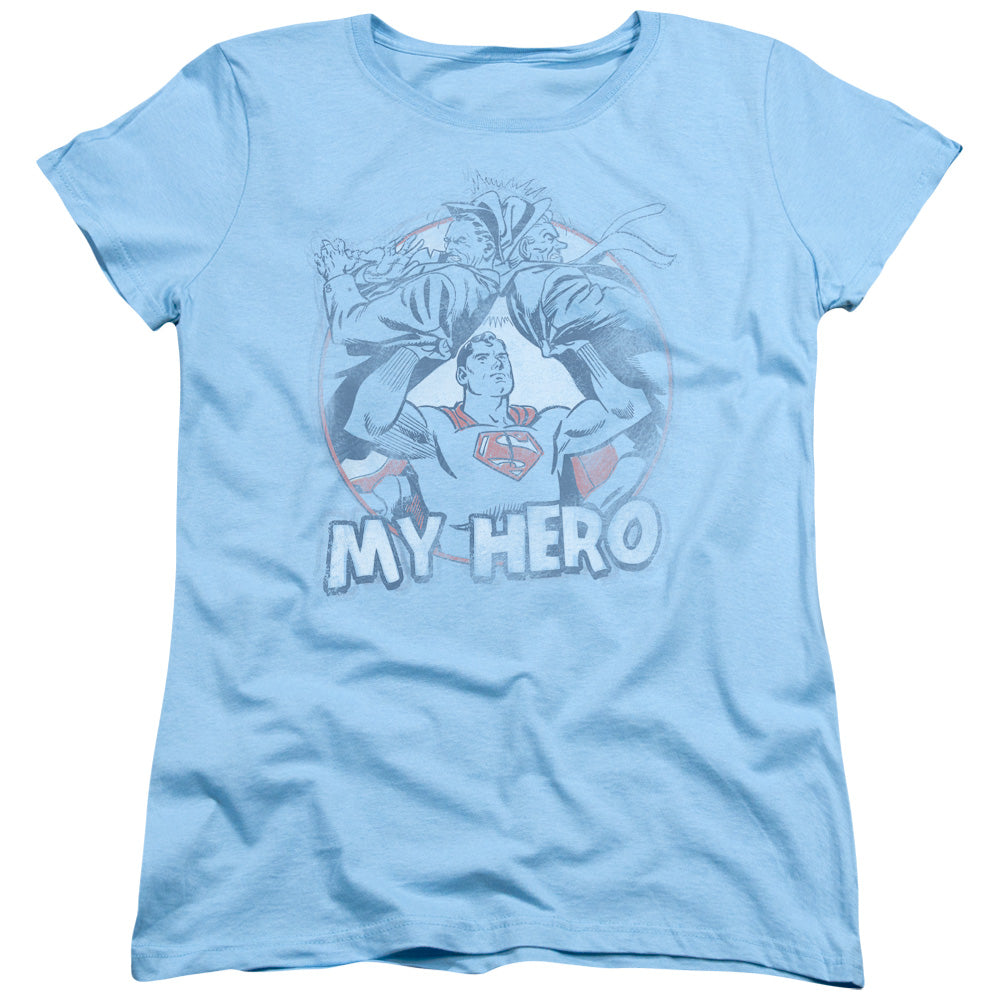Superman - My Hero - Short Sleeve Womens Tee - Light Blue T-shirt
