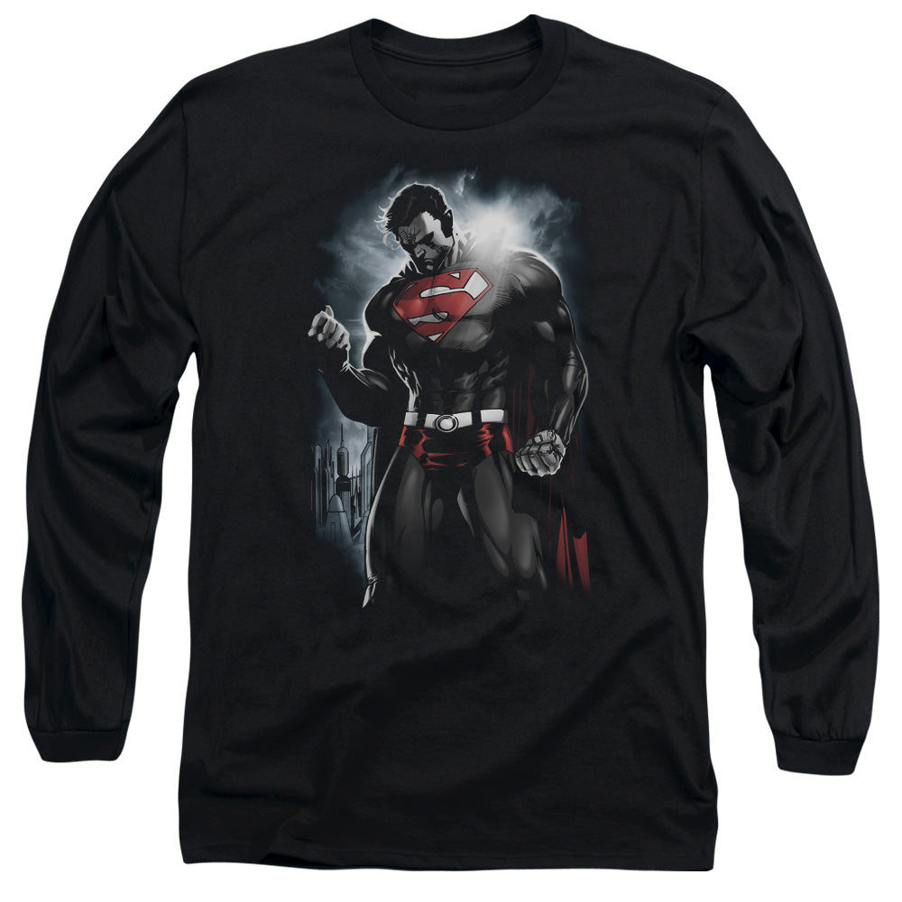 Superman - Light Of The Sun - Long Sleeve Adult 18/1 - Black T-shirt