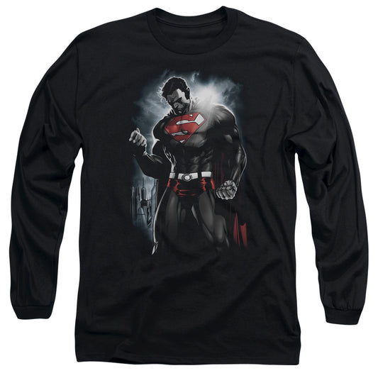 Superman - Light Of The Sun - Long Sleeve Adult 18/1 - Black T-shirt