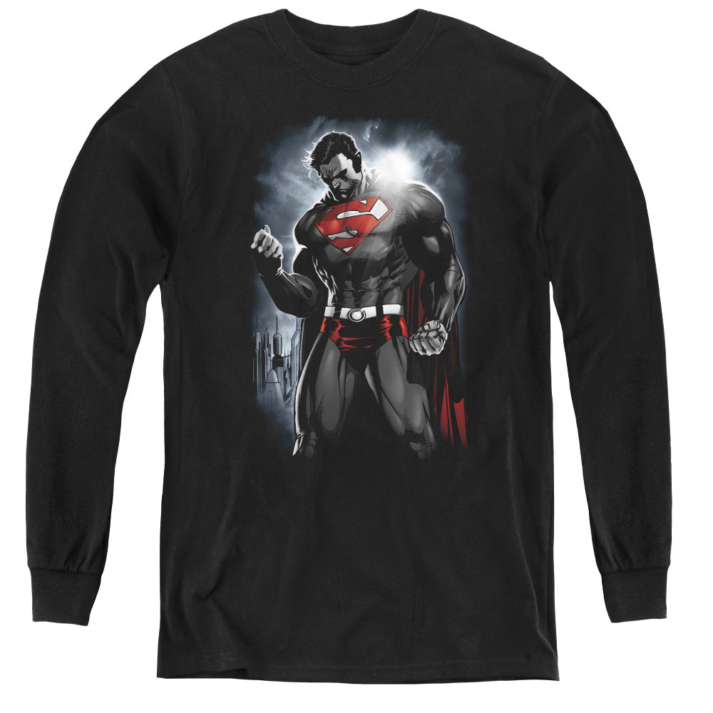 Superman - Light Of The Sun - Youth Long Sleeve Tee - Black