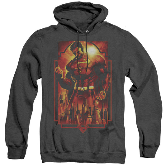 Superman - Metropolis Deco - Adult Heather Hoodie - Black