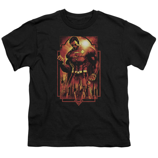 Superman - Metropolis Deco - Short Sleeve Youth 18/1 - Black T-shirt