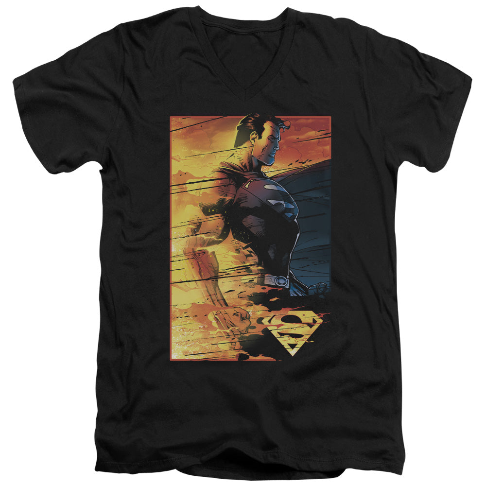 Superman - Fireproof - Short Sleeve Adult V-neck - Black T-shirt