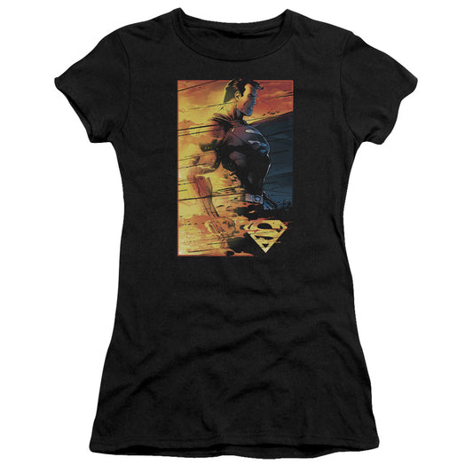 Superman - Fireproof - Short Sleeve Junior Sheer - Black T-shirt