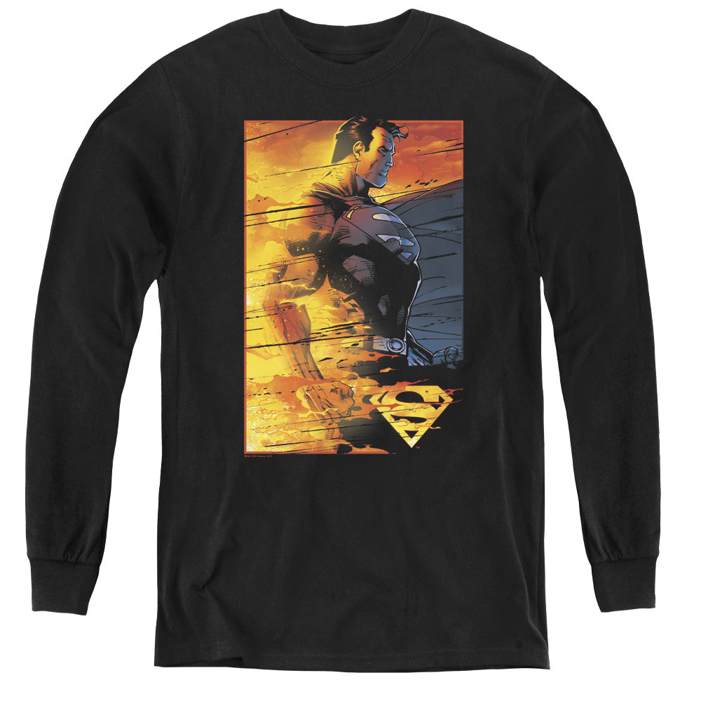 Superman - Fireproof - Youth Long Sleeve Tee - Black