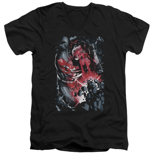 Superman - Heat Blast - Short Sleeve Adult V-neck - Black T-shirt